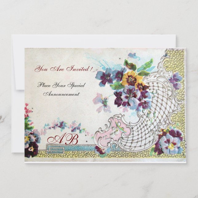 Convites ROMÂNTICA Amores-perfeitos de casamento Floral Azu (Frente)