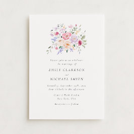 Convites Romântica Aquarela Pastel Floral Casamento Invitat