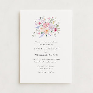 Convites Romântica Aquarela Pastel Floral Casamento Invitat