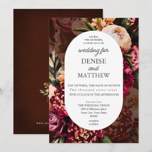 Convites Romântica Chrysanthemum em Casamento de Vinho