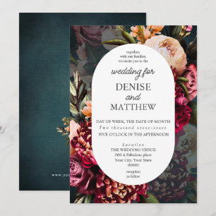 Convites Romântica Chrysanthemum em Casamento Teal