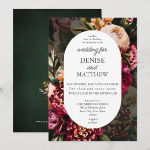 Convites Romântica Chrysanthemum em Emerald Wedding