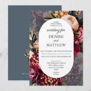 Convites Romântica Chrysanthemum na Meia-Noite de Casamento