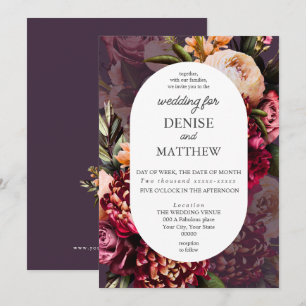 Convites Romântica Chrysanthemum no Plum Wedding à Meia-Noi