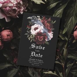 Convites Romântica Cores Góticos em Água Raven Salvar Data