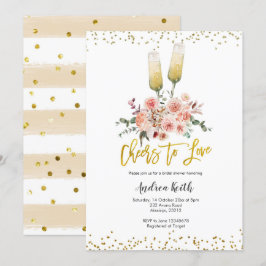 Convites Romântica Dourada Saúde ao Chá de panela do Amor