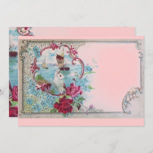 Convites ROMANTICA Elegant Floral Blue Festa de casamento R