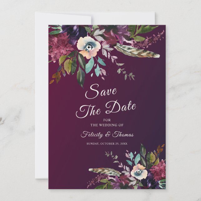 Convites Romântica Esplendor Floral Romântico Salve A Data (Frente)