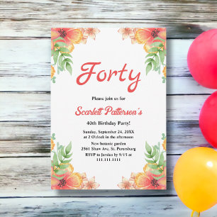 Convites Romântica Flores Selvagens Russas aniversário de 4