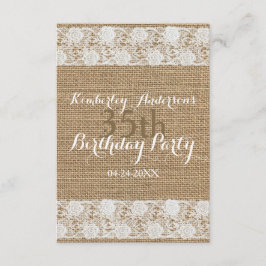 Convites Romântica Lace e Burlap aniversário de 30 anos