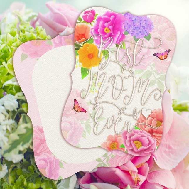 Convites Romântica Peonies Garden White Melhor Mãe (Romantic Peonies Garden Best Mom Ever White Mother's Day Card.)
