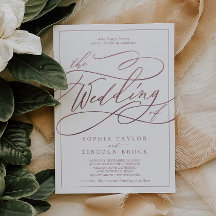 Romântica Rosa Dourada Caligrafia O Casamento