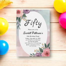 Convites Romântica Rosas Rustic Watercolor Floral Aniversár