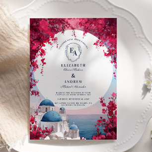 Convites Romântica Santorini Sunset Bougainvillea