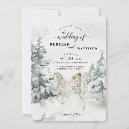 Convites Romântica Snowy Winter Forest Watercolor