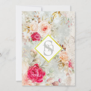 Convites *~ Romântica Vintage AR26 QR + RSVP Casamento Flor