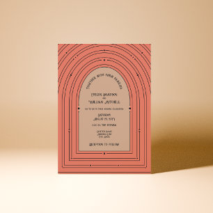 Convites Romântica Vintage Inspirou Arch Muted Coral Casame