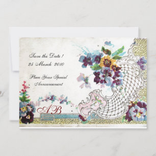 Convites ROMÂNTICA Violetas de casamento florais azul rosa 