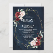 Romântico Aquarela Bordô Floral Geométrico