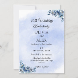 Convites Romântico Azul Floral Casamento Aniversário