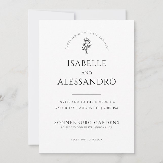 Convites Romântico Boho Foto de Casamento Moderno Minimalis (Frente)