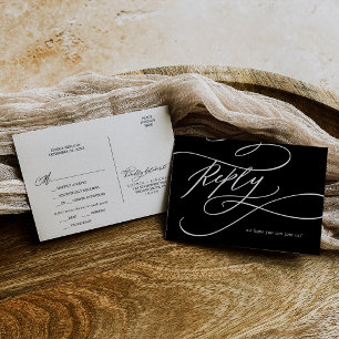 Convites Romântico   Cartão-postal de RSVP de refeição pret