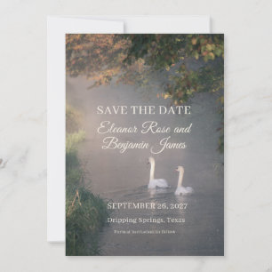 Convites Romântico Casamento de Cisne à Beira do Lago Save