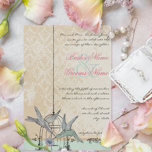 Convites Romântico Casamento Vintage Beija-flor Gaiola de P