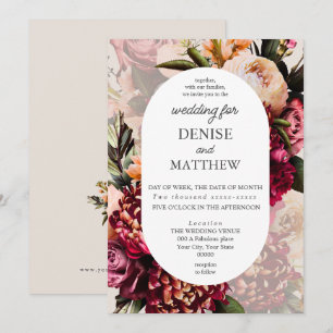Convites Romântico Chrysanthemum em Cameo Beige Wedding