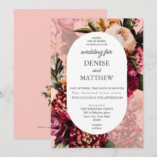 Convites Romântico Chrysanthemum em Cor-de-Rosa Gossamer