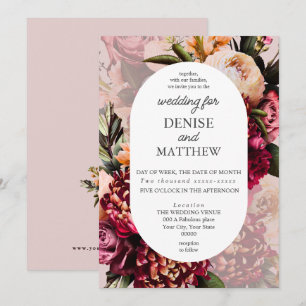 Convites Romântico Chrysanthemum no Casamento Mauve Chalk