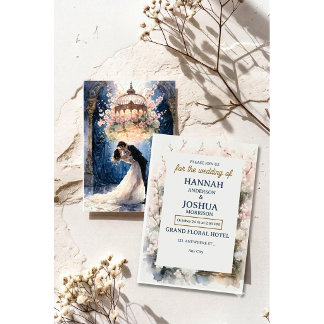 Convites Romântico Conto de Fadas Floral Casamento em Aquar