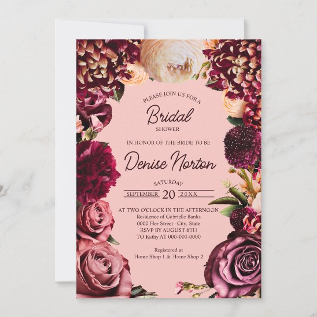 Convites Romântico crisântemo em cor-de-rosa (Frente)