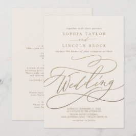 Convites Romântico Dourado | Pormenores de marfim sobre o c