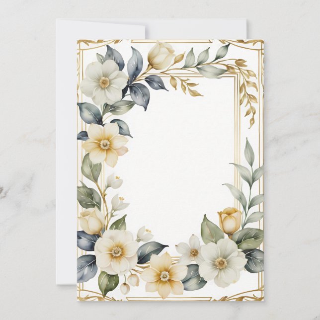 Convites romântico floral de casamento (Frente)