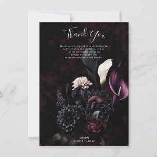 Convites Romântico Floral Escuro Agradecimento de Casamento