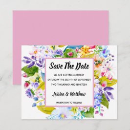 Convites Romântico Floral Rosa Pastel Salvar a Data