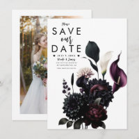 Romântico Floral Sombrio Casamento Data de Salvata