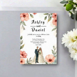 Convites Romântico Jardim Floral Noiva E Noivo Casamento