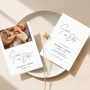 Convites Romântico Minimalista Foto Salvar Data