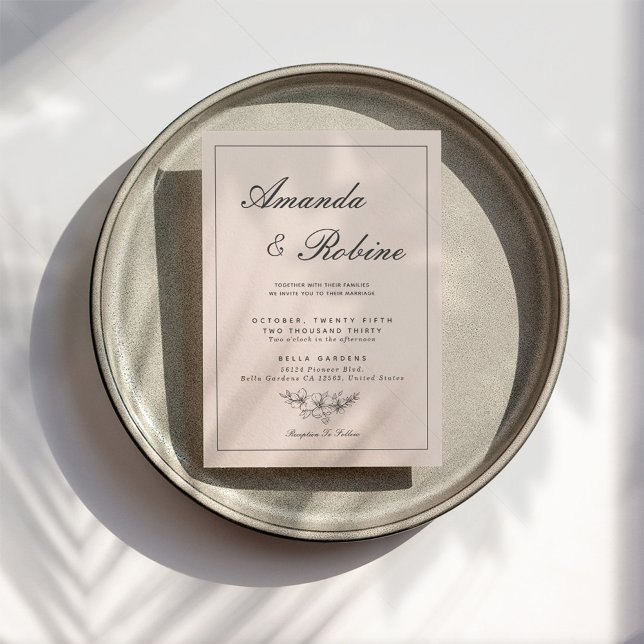 Convites Romântico Moderno Blush Pink Casation (Criador carregado)