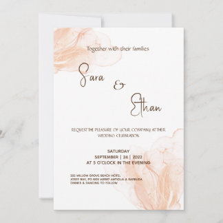 Convites Romântico Moderno Simples Blush e Casamento Branco