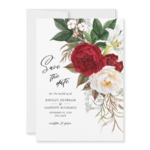 Romântico Monograma Floral Vermelho de Casamento S