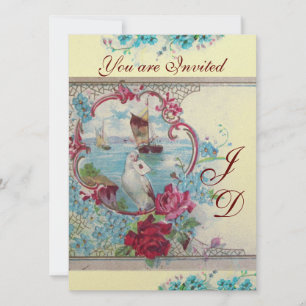 Convites ROMÂNTICO  MONOGRAMA papel metálico Champagne Bran