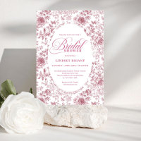 Romântico Rosa de Veludo Floral Toile Chá de Noiva