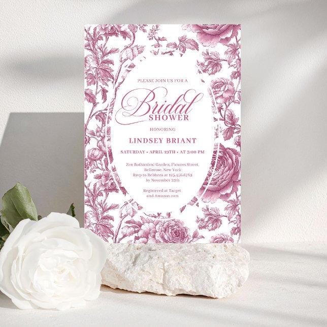 Convites Romântico Rosa Desbotado Floral Rosas Chuveiro de  (Romantic Dusky Pink Floral Roses Bridal Shower Invite)