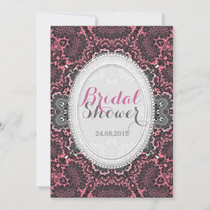Convites Romântico Rosa Desbotado Vintage Damask Chá de Noi