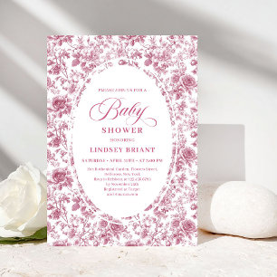 Convites Romântico Rosa Floral Po dusty Boho Chá de Bebê
