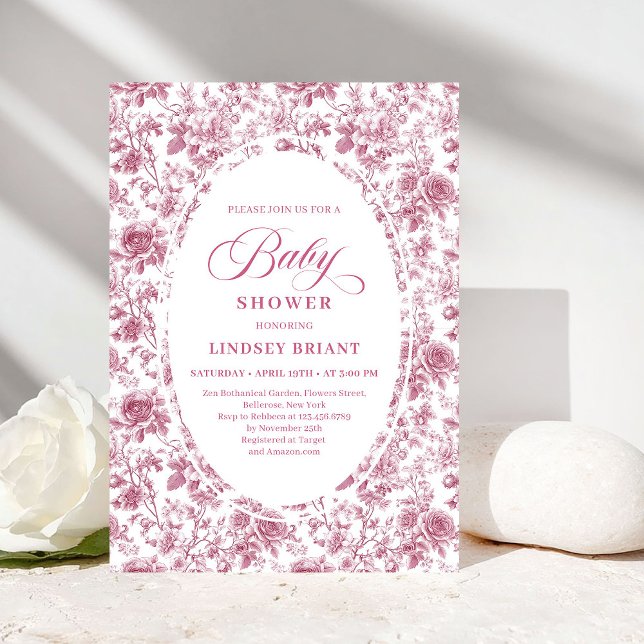 Convites Romântico Rosa Floral Po dusty Boho Chá de Bebê (Romantic Dusty Pink Floral Roses Baby Shower Invite)