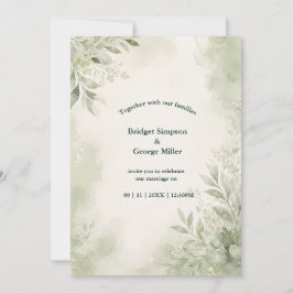 Convites Romântico Sage Eucalipto Verde Casamento